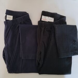 Hanna Andersson Girls 150 US 12 Lot of 2 Leggings Navy Blue Black Classic Comfy